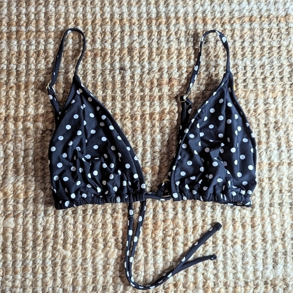 We Wore What Black Polka Dot Triangle String Bikini Top Size Small - Picture 2 of 5